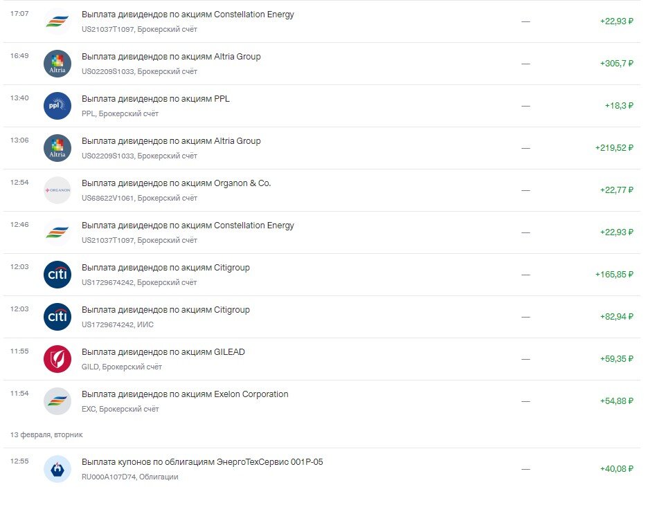 и ещё выплаты на брокерский счет