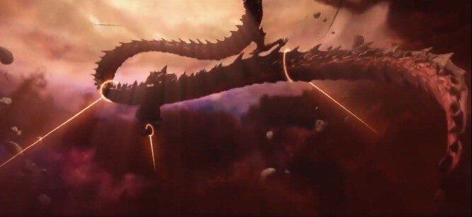 Дракон связан светящимися цепями, которые удерживают Просветлённые. (Скриншот / ganjingworld.com)