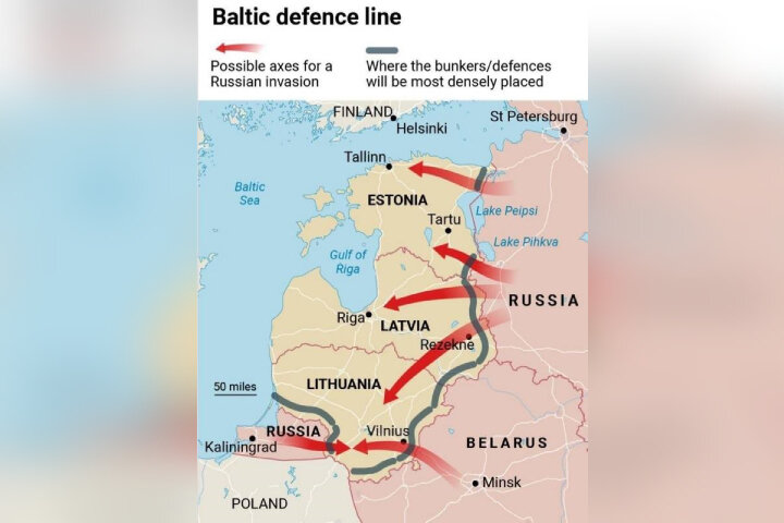 Карта возможного наступления России по версии журнала The Economist
