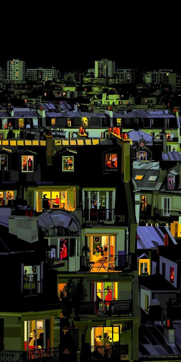 В каждом окне своя судьба, свои мысли у разума для творчества, вот только модель поведения для заработка одна...