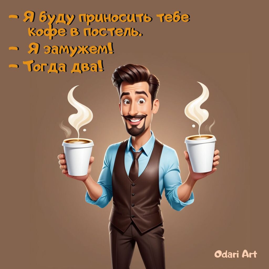 Я буду приносить тебе кофе, я замужем, тогда два. Прикольные открытки от  Odari Art