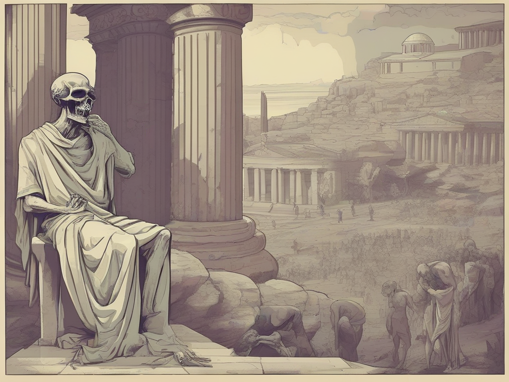 Зомби в Древней Греции. Изображение сгенерировано нейросетью artgeneration.me
