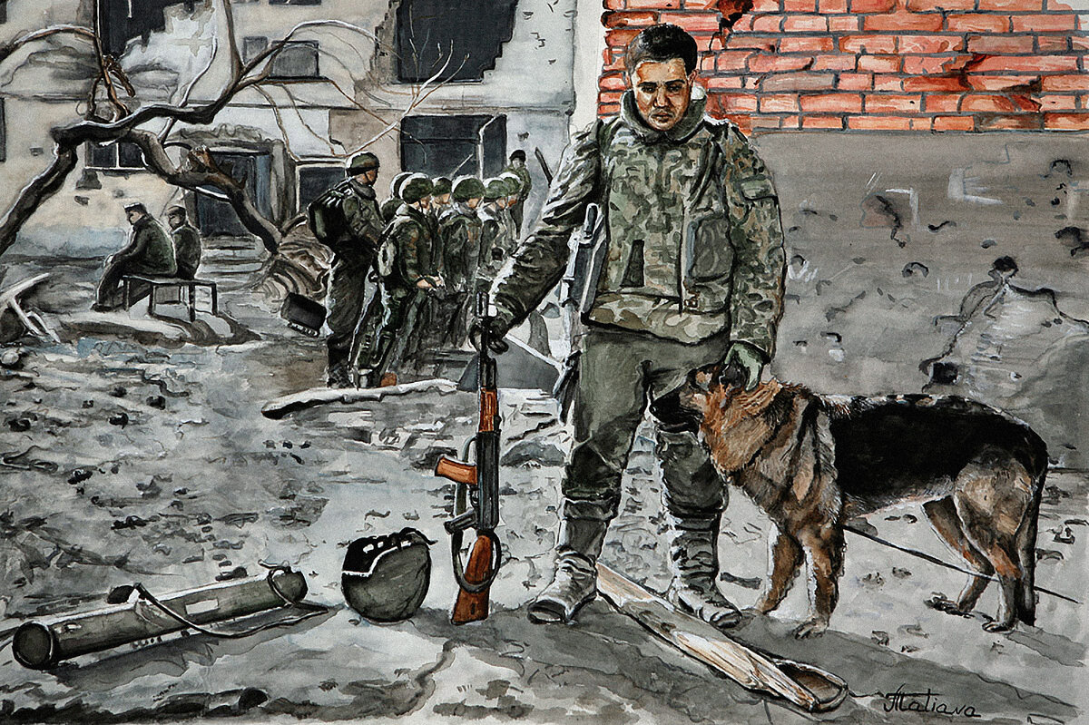 Русский солдат с собакой (автор Tatiana)