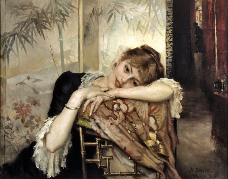 Альберт Эдельфельт. Парижанка. Картина 1883 г. Общественное достояние