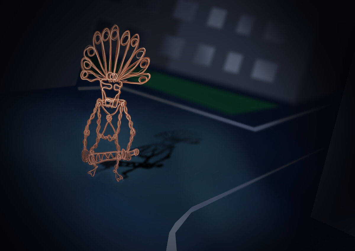 Проволочная статуя индейского воина