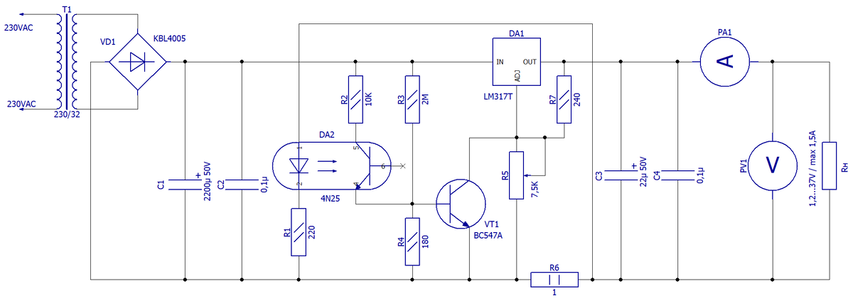 Регулируемый блок питания на LM317