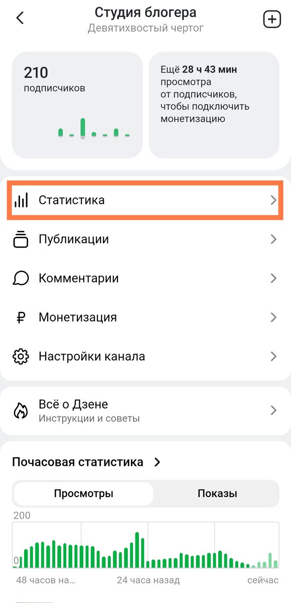 Где искать статистику канала 