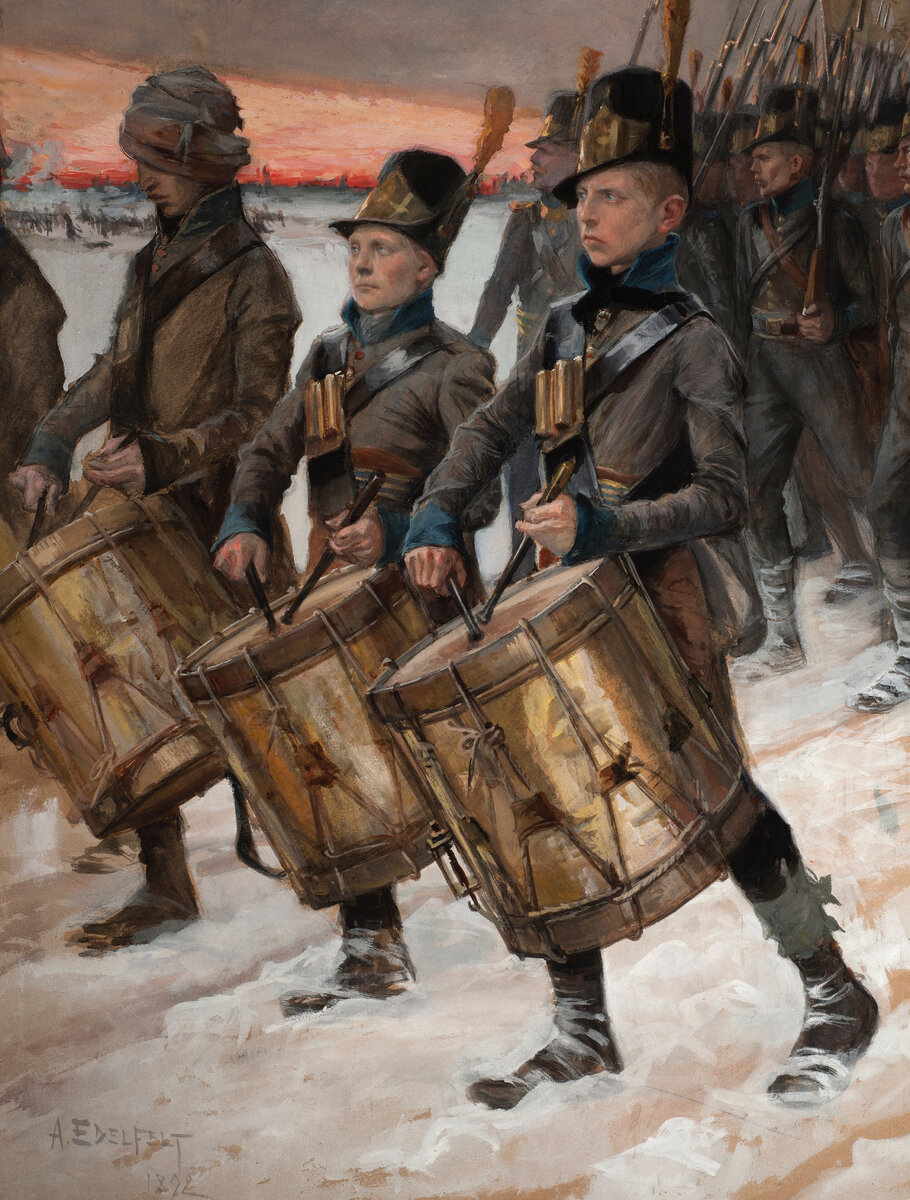 Альберт Эдельфельт «Марш Бьернеборгского полка (финские солдаты)» / Серлахиус-музей, Финляндия 