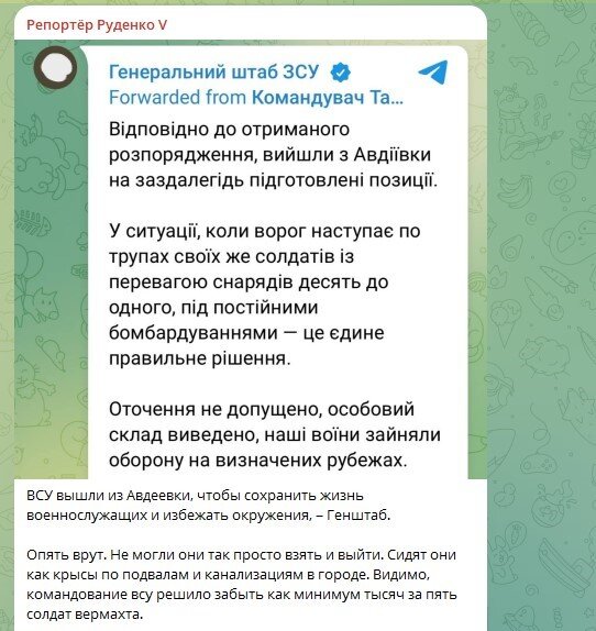   Фото: скриншот Telegram/"Репортёр Руденко"