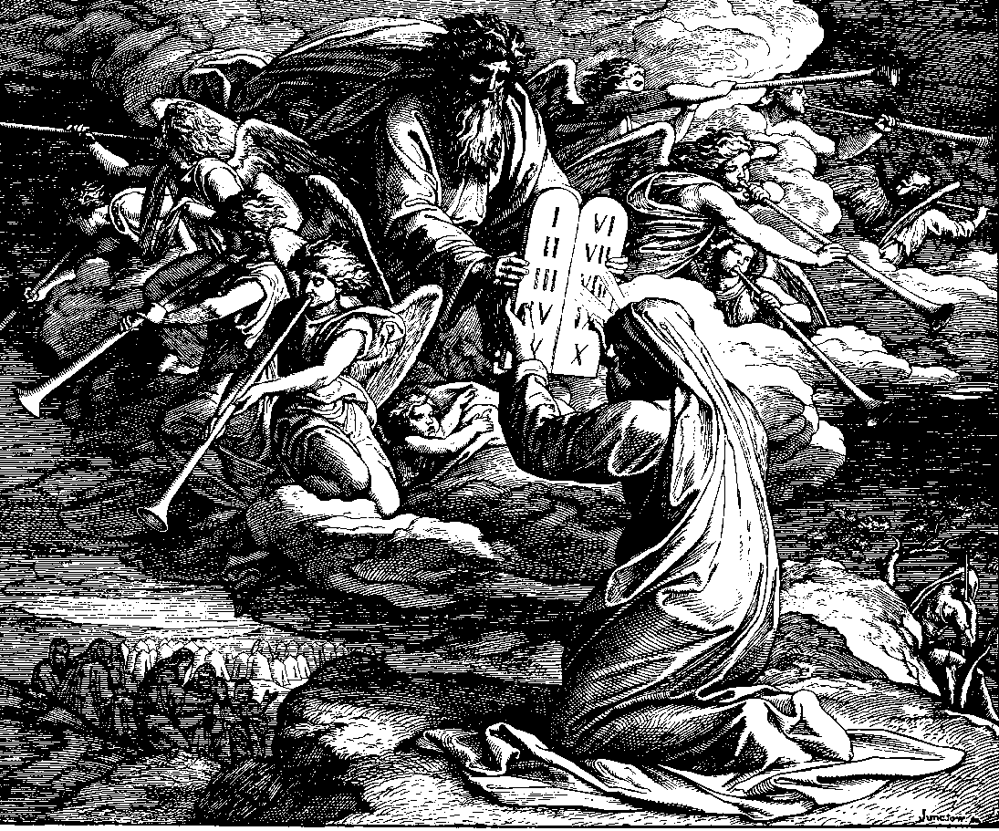 Моисей получает Десять заповедей. Автор: Юлиус Шнорр фон Карольсфельд, 1860 год
