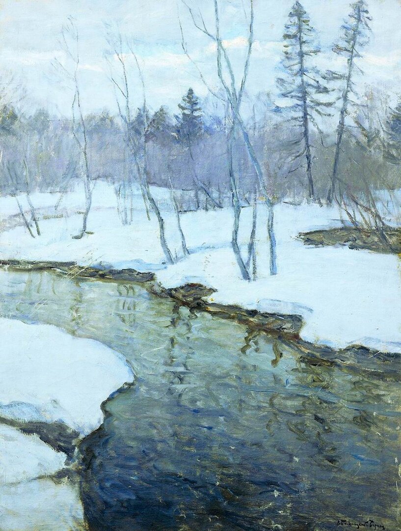 "В начале весны" Холст, масло. 131 x 101 см. Псковский государственный объединенный историко-архитектурный и художественный музей заповедник. Бялыницкий-Бируля Витольд Каэтанович