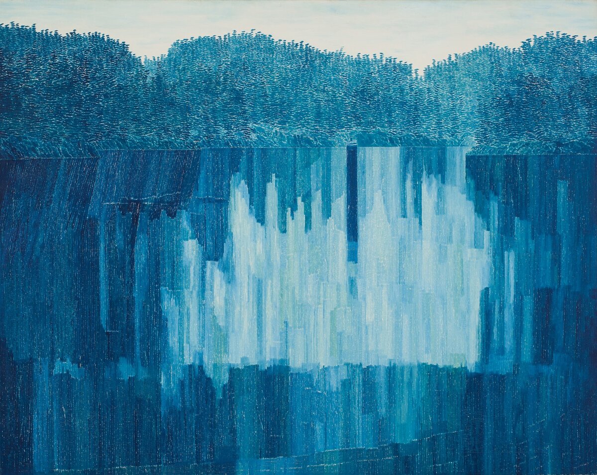 Кадзуо Накамура, "Голубые отражения, Британская Колумбия", 1964, холст, масло, 127 x 160 см, Центр искусств Макларен, Барри.