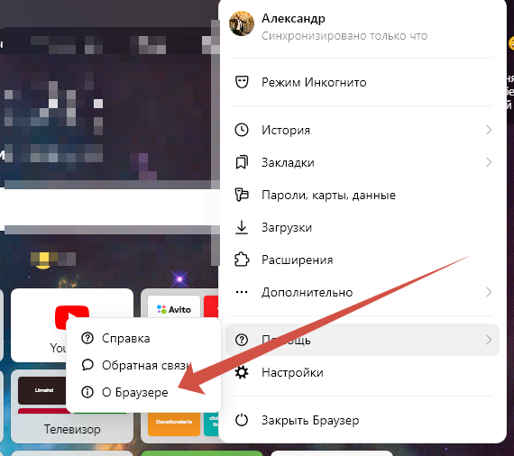 В открывшемся окне жмем дополнительно. Или помощь в зависимости от версии браузера.
