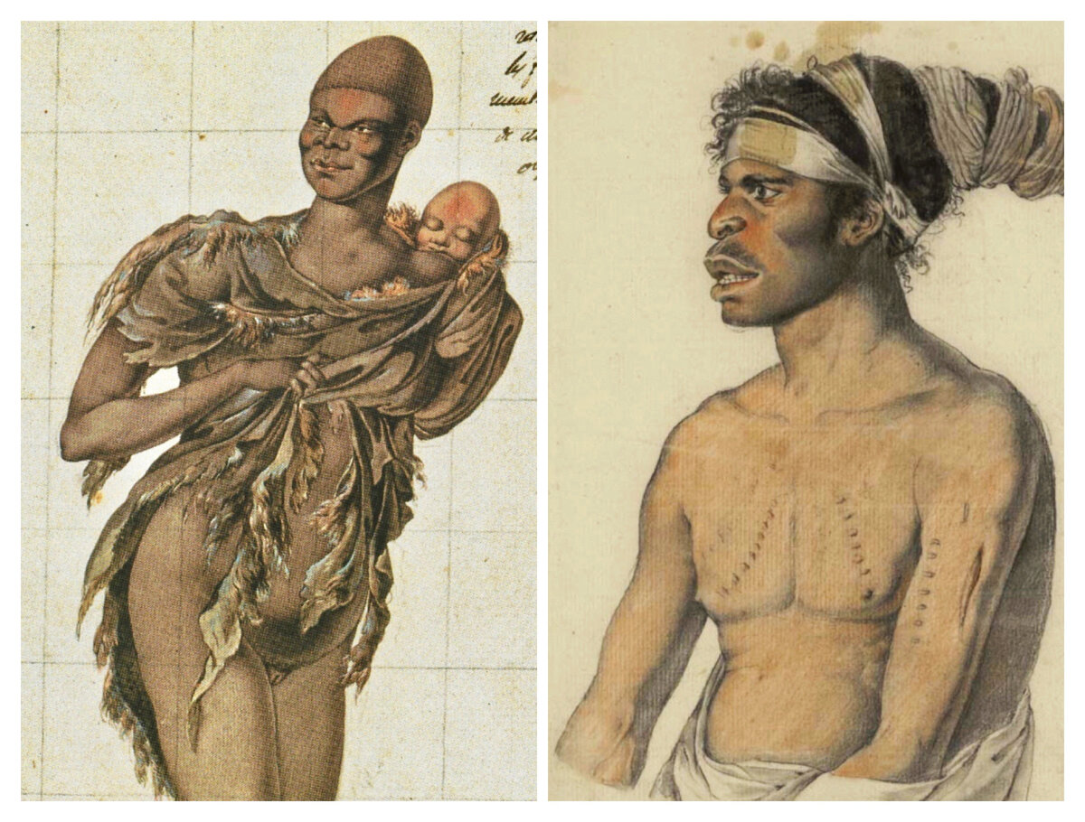 Жители Австралии. Рисунки Николя-Мартена Пети (1777–1804). Источник изображения wikimedia.commons