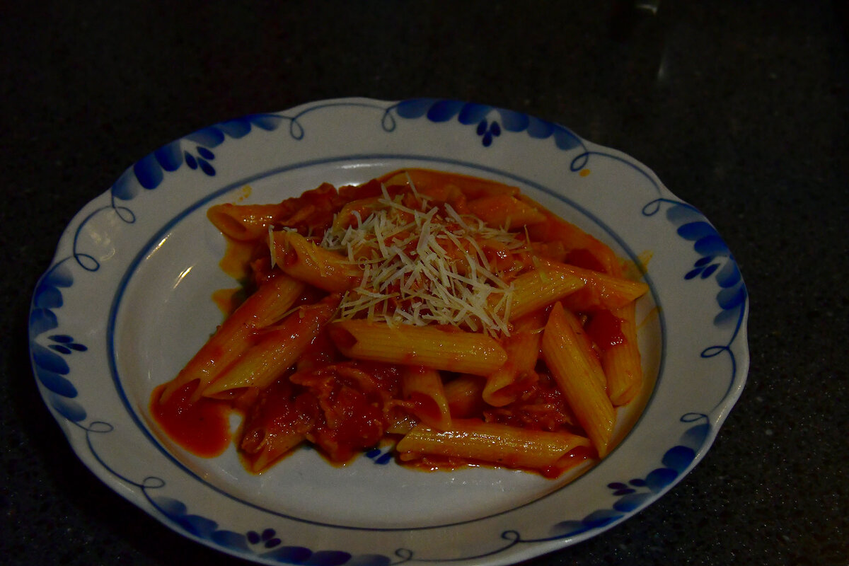 макароны с беконом