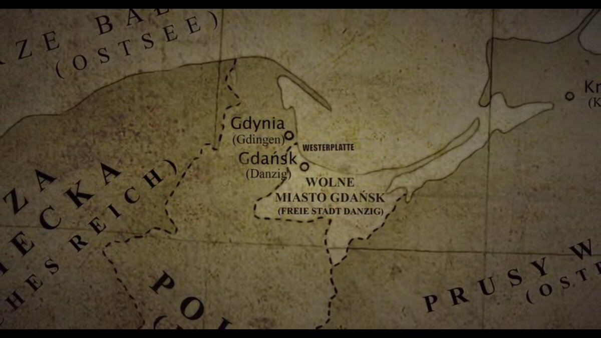 Расположение склада Вестерплатте на карте. Кадр из фильма