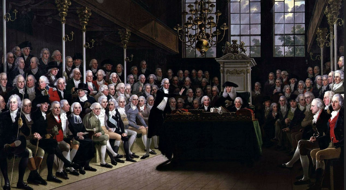 Выступление лидера оппозиции в английском парламенте, XVIII век.