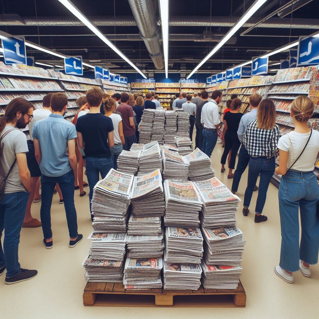 Представьте такую картину в супермаркете. Вы начнете скупать газеты, если их количество на стеллажах увеличится? Наверное только в одном случае — если из продажи пропадет туалетная бумага!