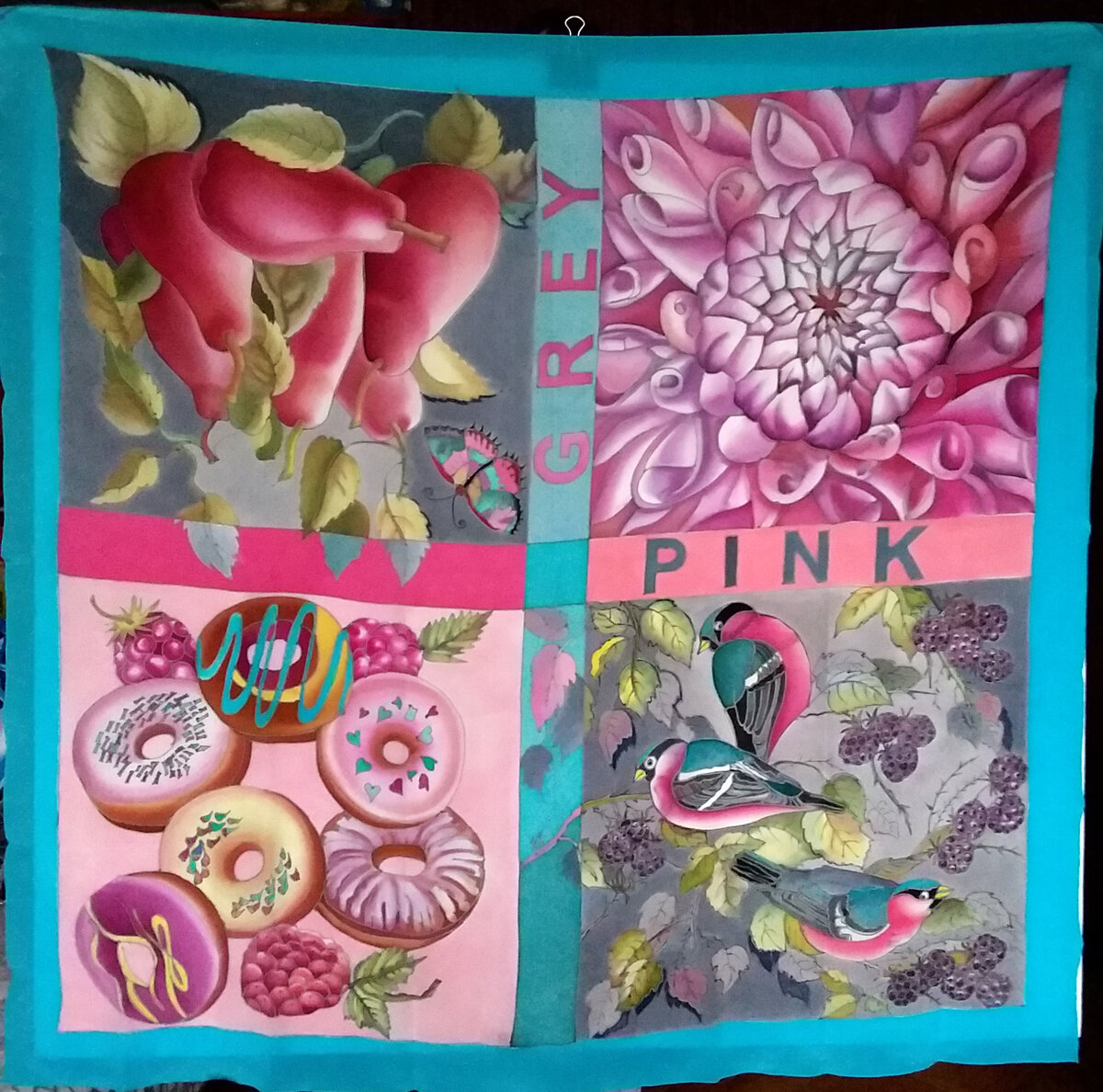 Авторский платок 140х140 в технике холодный батик. Серия   "Цвет настроения"