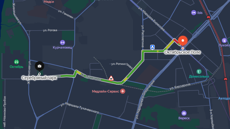  Ближайшая станция метро – «Октябрьское поле» от ЖК «Серебряный парк»