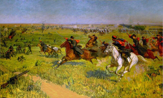 С.М.Зелихман "Атака под Кущёвской станицей кубанских казаков"