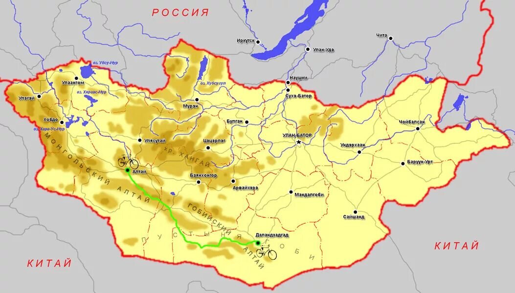 Монголия граничит