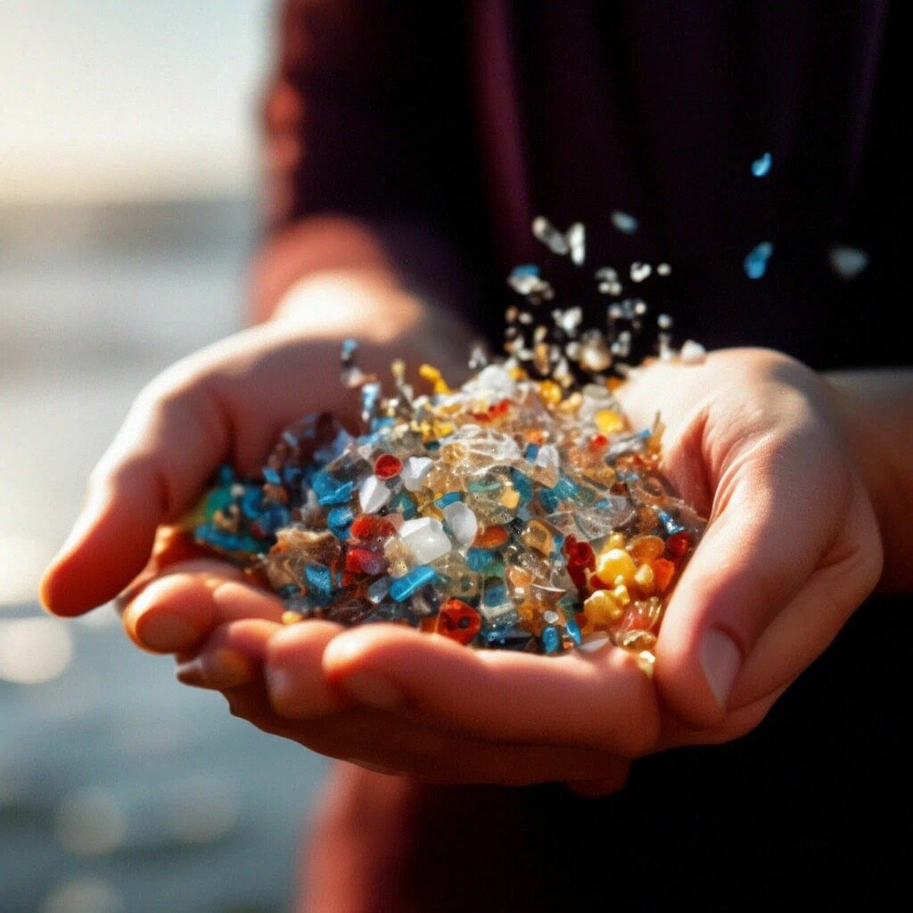 Микропластик в руках человека
