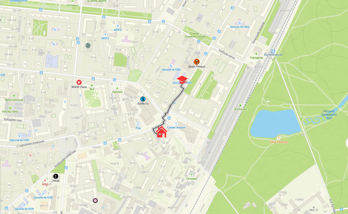 Ближайшая станция метро на карте рядом с ЖК «ЭгоДом»