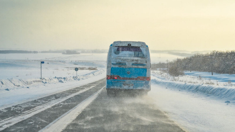     Зима. Дорога. Поземка. Автобус. Настасья Коваленко