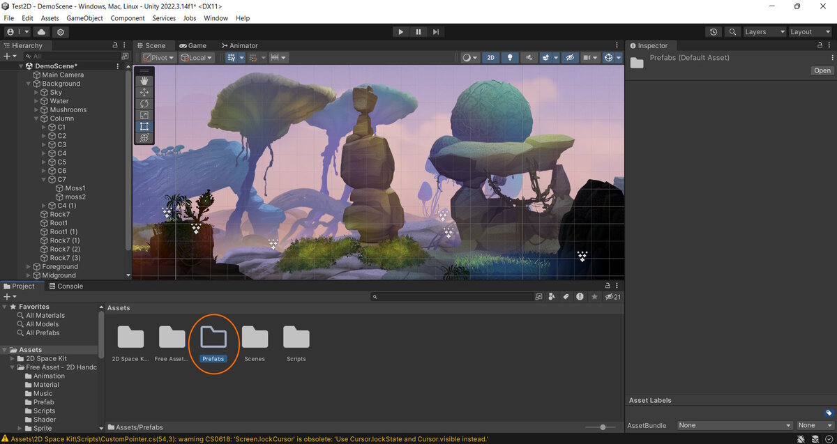 Рисунок 2. Папка для префабов