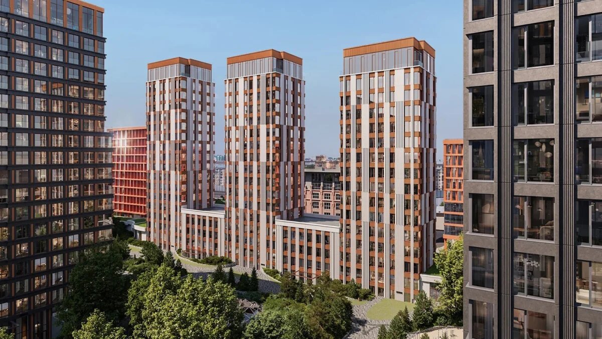 Жилые башни со стилобатом