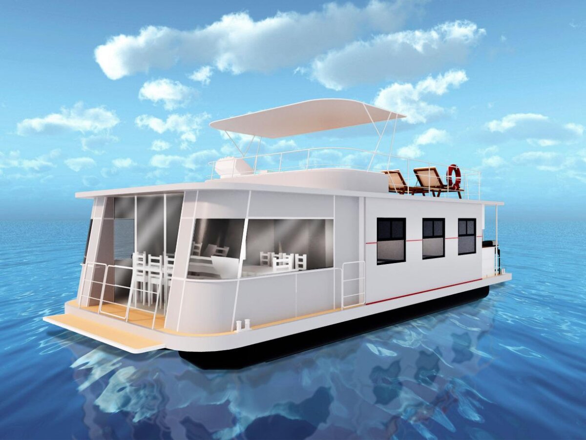 Эских понтонного катера из сэндвич-панелей.