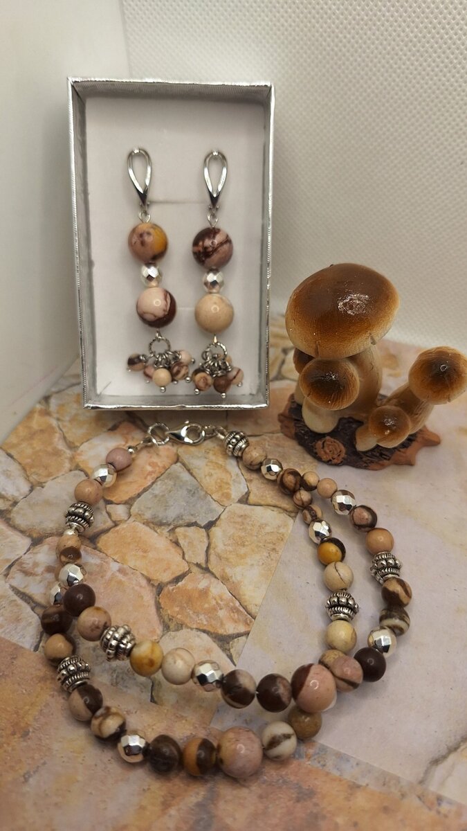 Браслет и серьги из Jasper Zebra 