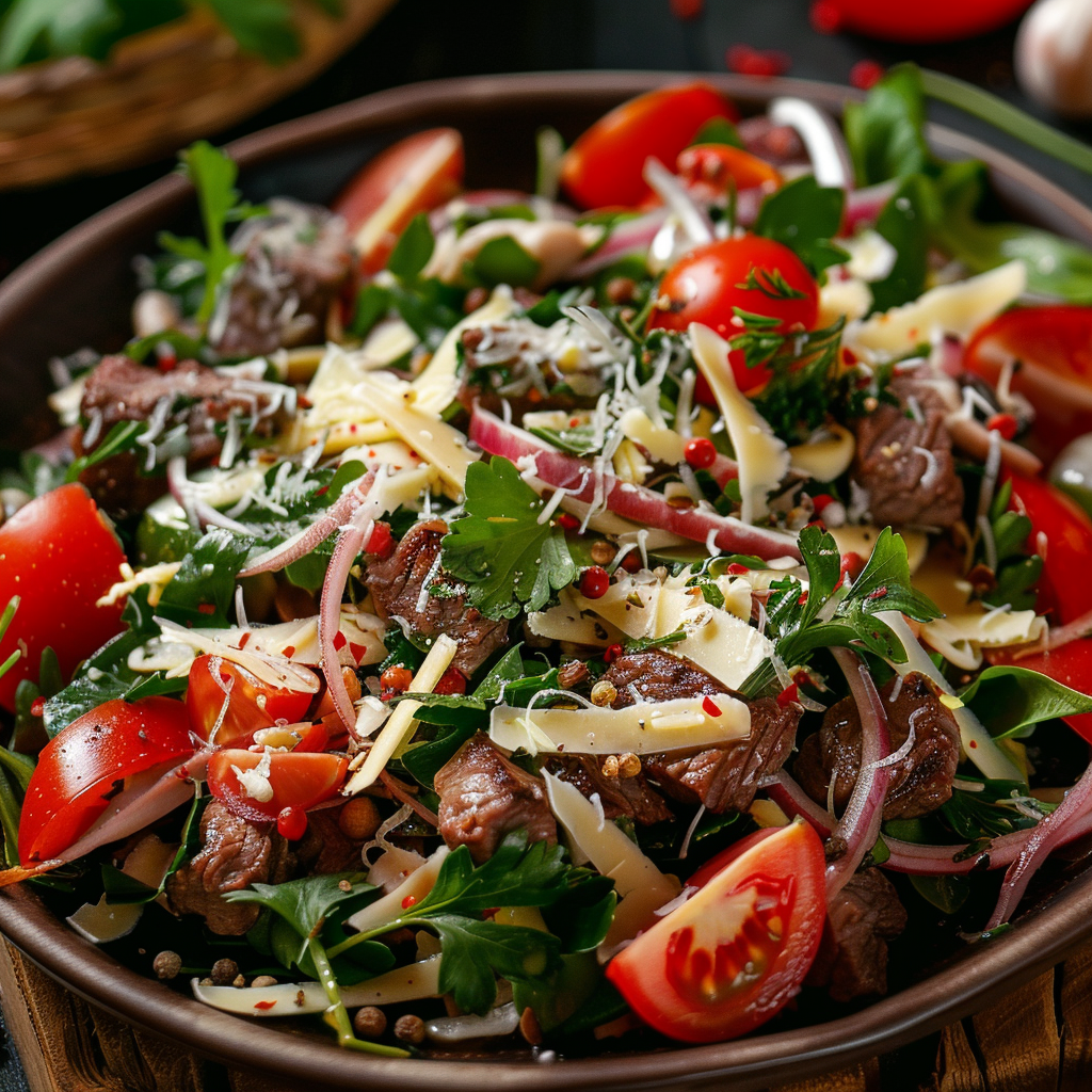 Острый овощной салат с говядиной рецепт – Салаты. «Еда»