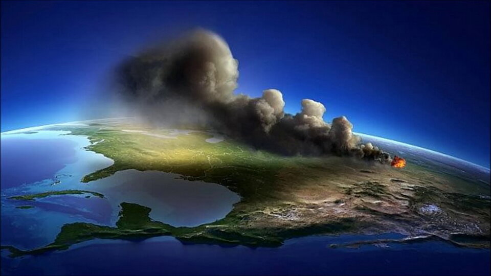 Рисунок, который показывает облако пепла при взрыве Йеллоустоуна
