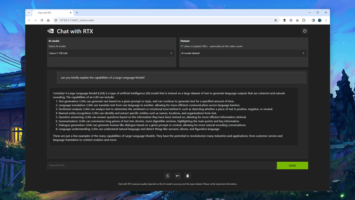 Чат с RTX запускается с вашего ПК.