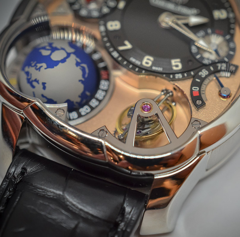 Лимитированные часы Greubel Forsey GMT в 43,5 мм корпусе из платины с индикатором запаса хода, указателем дня и ночи и турбийоном