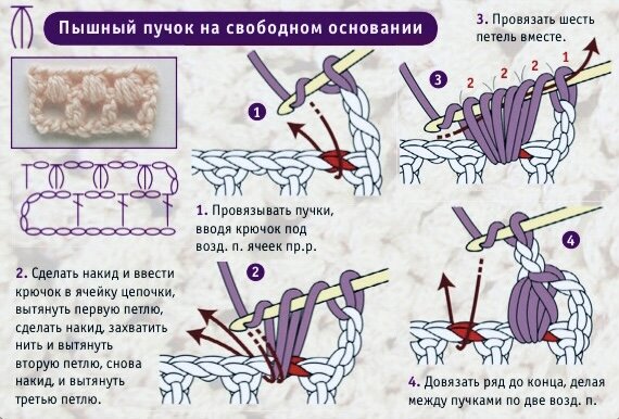 Пышные обвитые столбики Урок 39 Крючок