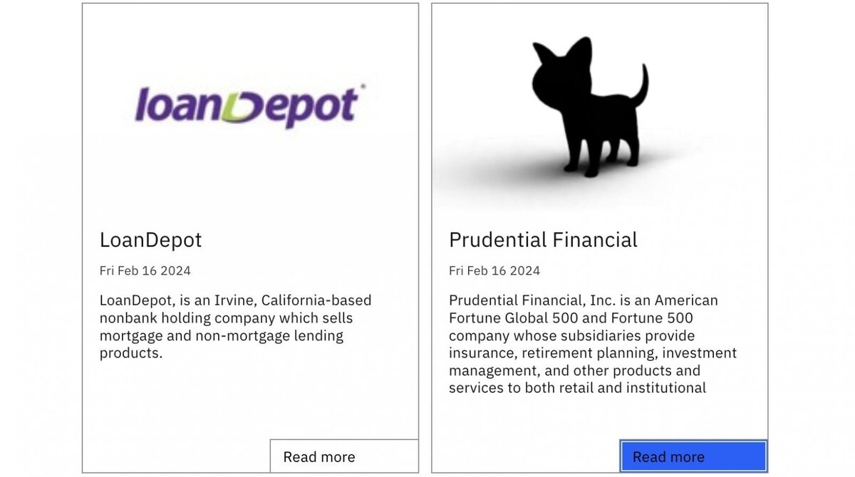 Записи о loanDepot и Prudential на сайте утечки информации ALPHV (genshin)