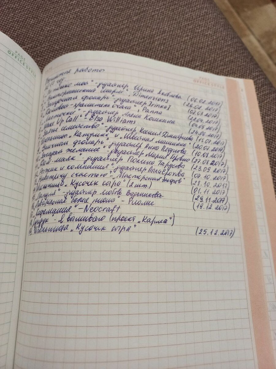 Список вышитых работ