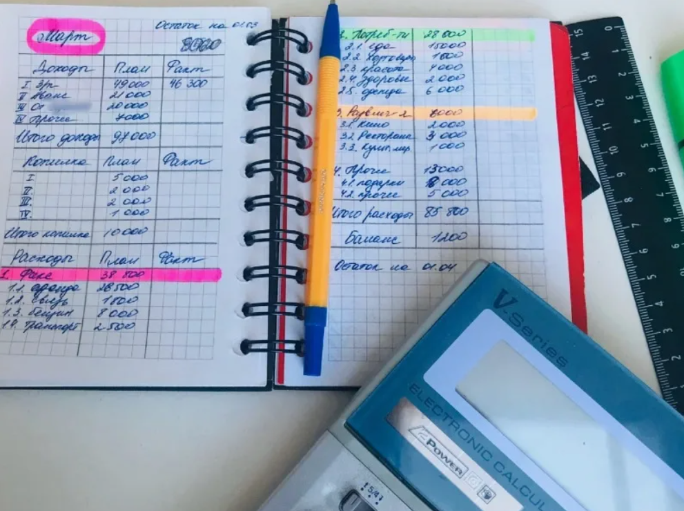 Пример записи расходов, а лучше используйте мобильные приложения