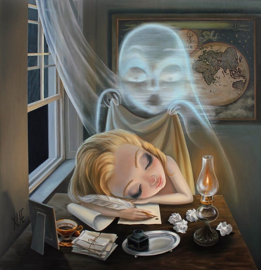 Картина. Xue Wang. Алиса пишет стихи. Изображение из сети