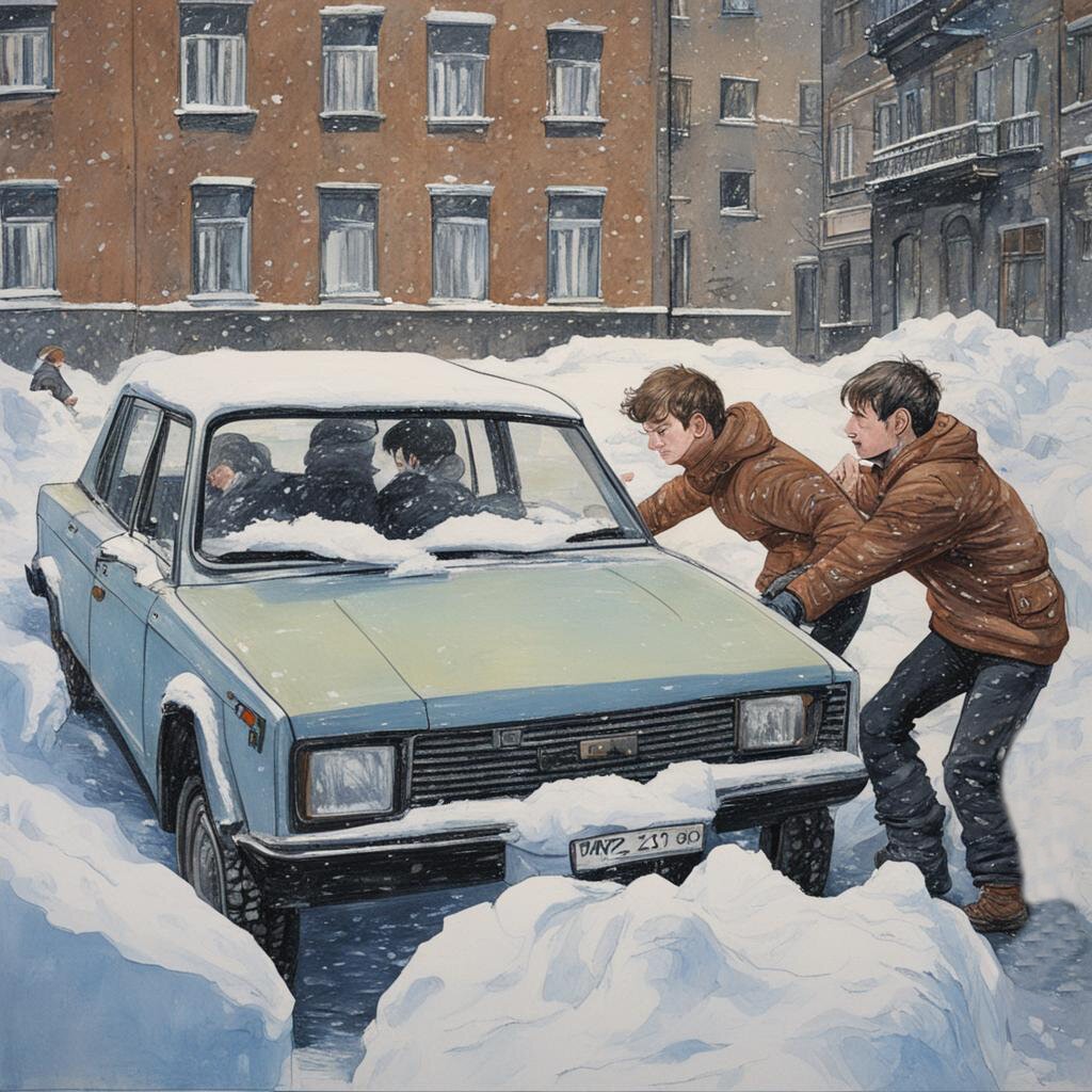 История заработка в детстве: как школьники помогали выталкивать застрявшие машины и зарабатывали деньги