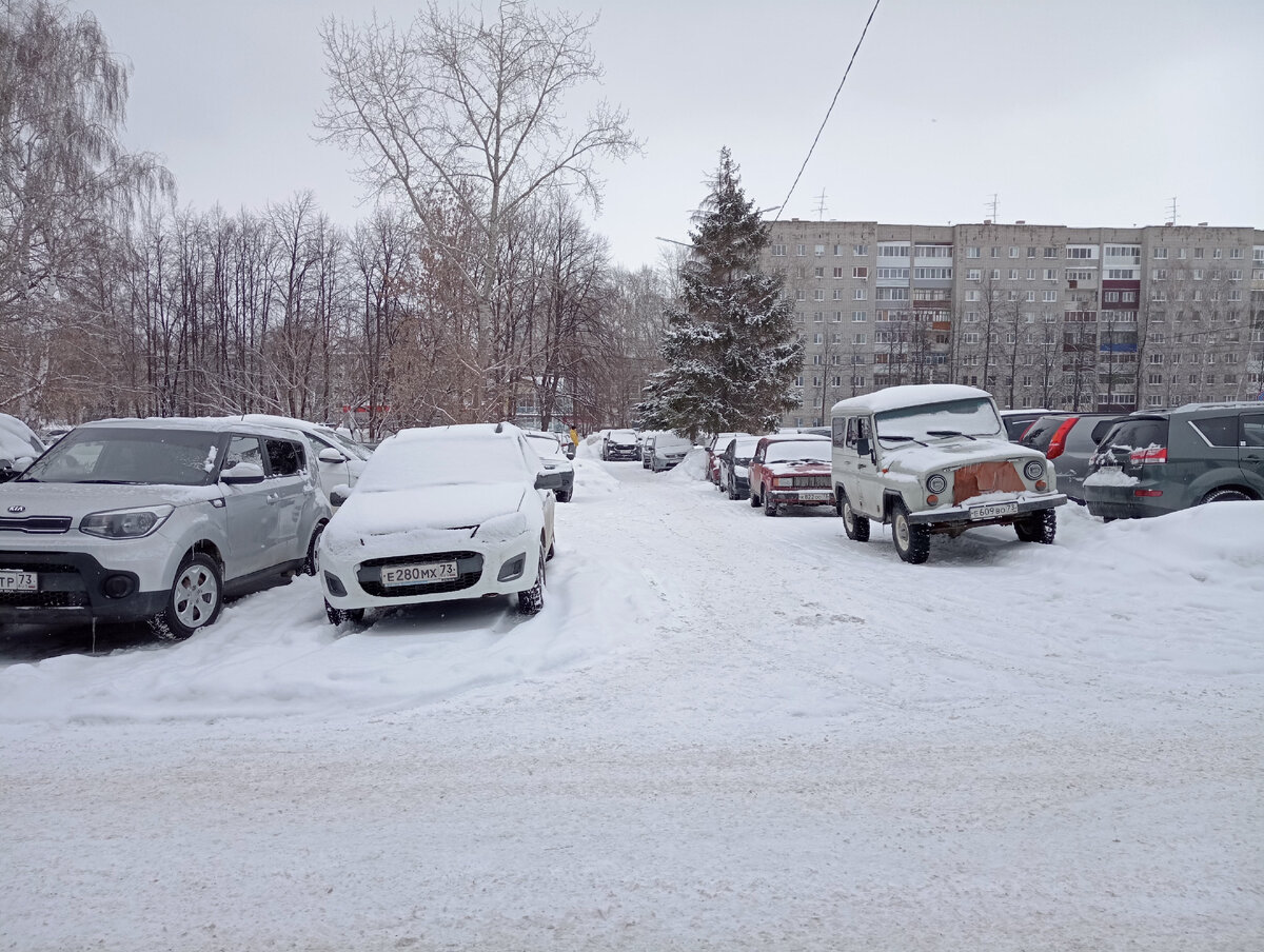 Кто лопатой поработал, смог себе место очистить от снега