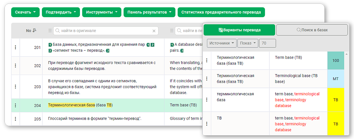 Интерфейс управления проектами