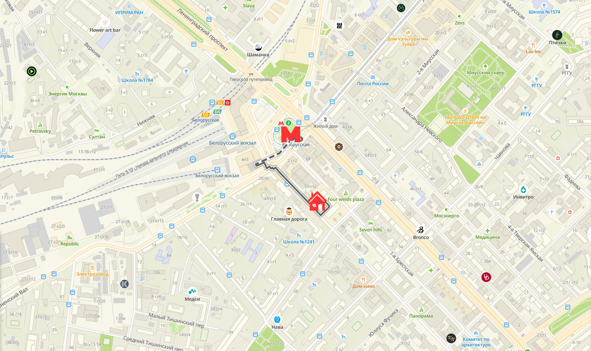 Ближайшая станция метро на карте рядом с ЖК «4 ветра»