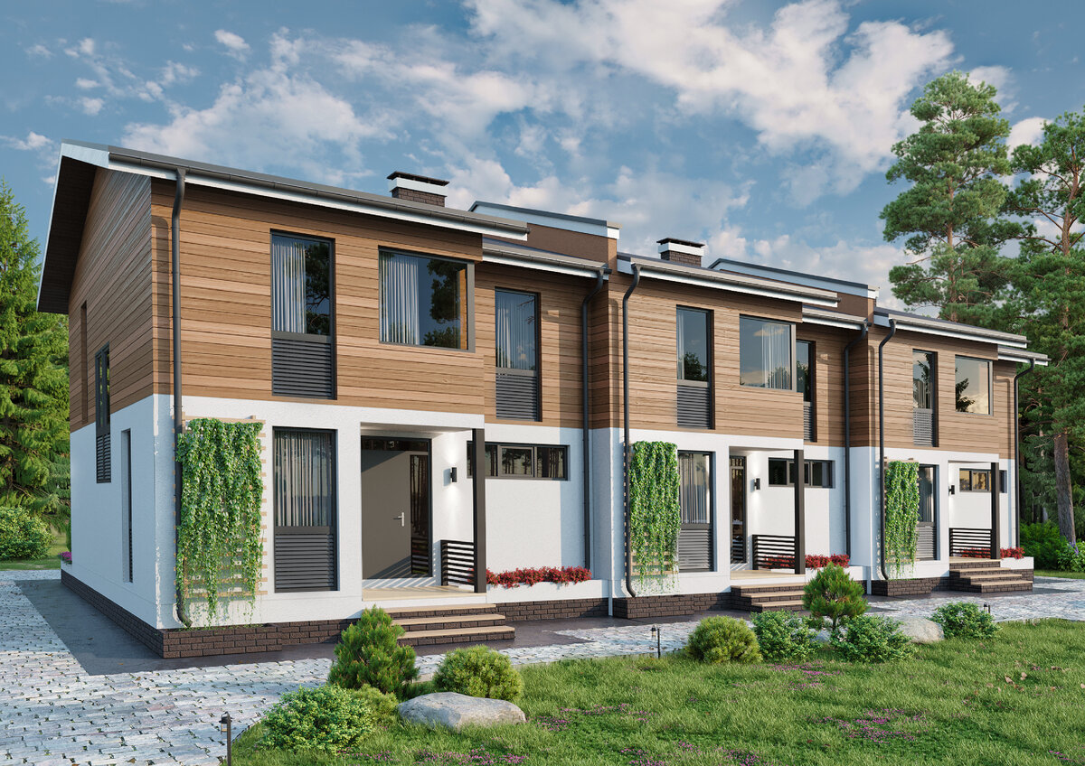 Проект двухэтажного дома «Блокированный дом»