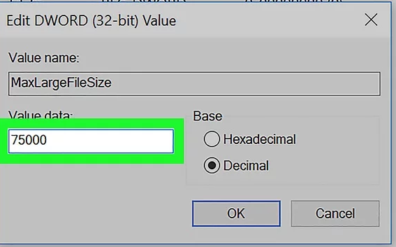 Пример увеличения почтового ящика до 75Гб.