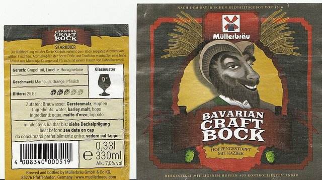 5snake5. Этикетка от Müllerbräu GmbH & Co KG, Баварское ремесло Бок