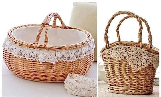 Корзинки с кружевами - подборка идей и СХЕМ